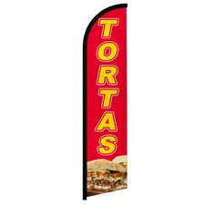 Tortas Red  Yellow Windless Full Sleeve Advertising Restaurant Food Banner Flag