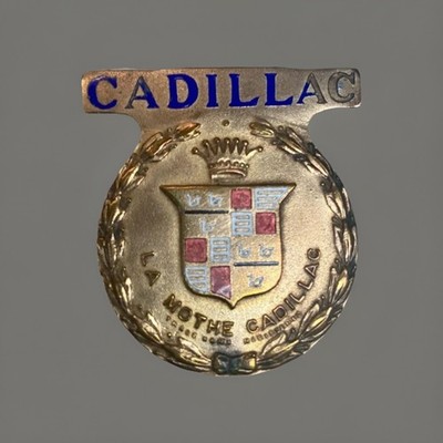 Vintage Cadillac La Mothe Crest Emblem OEM Brass & Enamel 1930s-50s Dash Badge