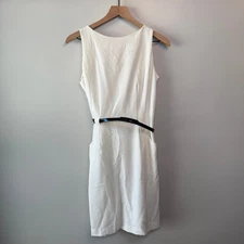 Shelby & Palmer Women's Belted Sleeveless Pencil Dress Ivory White Size 6