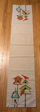 Cardinal Birdhouses Winter Festive Cotton Country Farmhouse Table Runner 14x68"