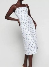 REFORMATION Christen Linen Midi Dress in Blue Floral Women’s Size 12