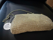 New Women's Silver Rhinestone Evening Clutch Bag Wedding Party Sparkly Purse W/C