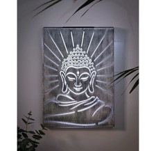 New Solar Powered Buddha Metal Wall Panel With Cool White LED Colour