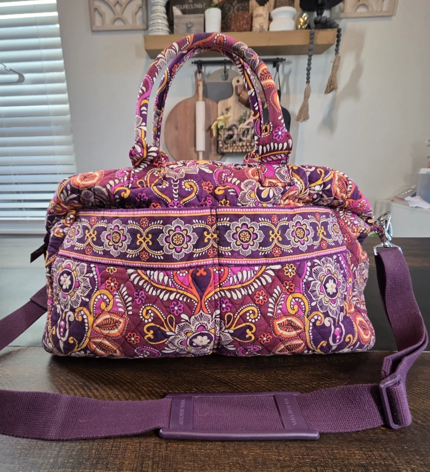Vera Bradley Safari Sunset 大号 Weekender 紫色行李隔夜托特包 — 第 2/4 张图片