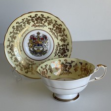 Paragon Canada Coat of Arms Teacup Saucer Set A3792/2 Royal Warrant Yellow