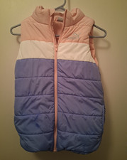 PUMA Girls Colorblock Puffer Vest Insulated Full Zip Pink Purple M 10/12 A47