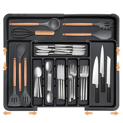 Verstellbare Küche Schublade Organizer Tablett Besteck Aufbewahrungsbox Utensilien Teiler 8 G