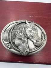 VTG Siskiyou 1983 Pewter Horse Head Belt Buckle Western Made In USA Cowboy Rodeo