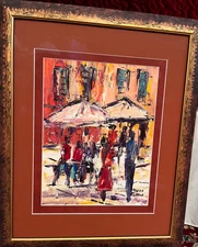 Abstract Impressionism Street Scene Painting Acrylic on WC Paper Steven Ward