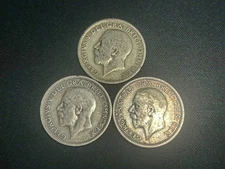 Lot Of 3 1920 1934 And 1936 Great Britain Silver Shillings