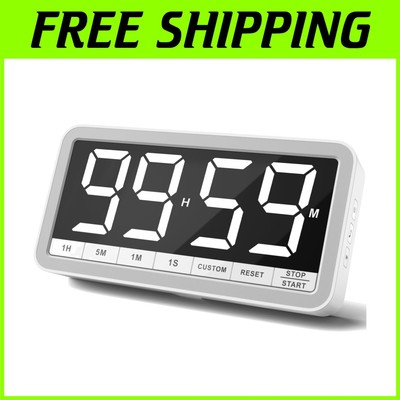 Versatile Digital Countdown Timer with Large Display, 3 Volume Levels and Hook