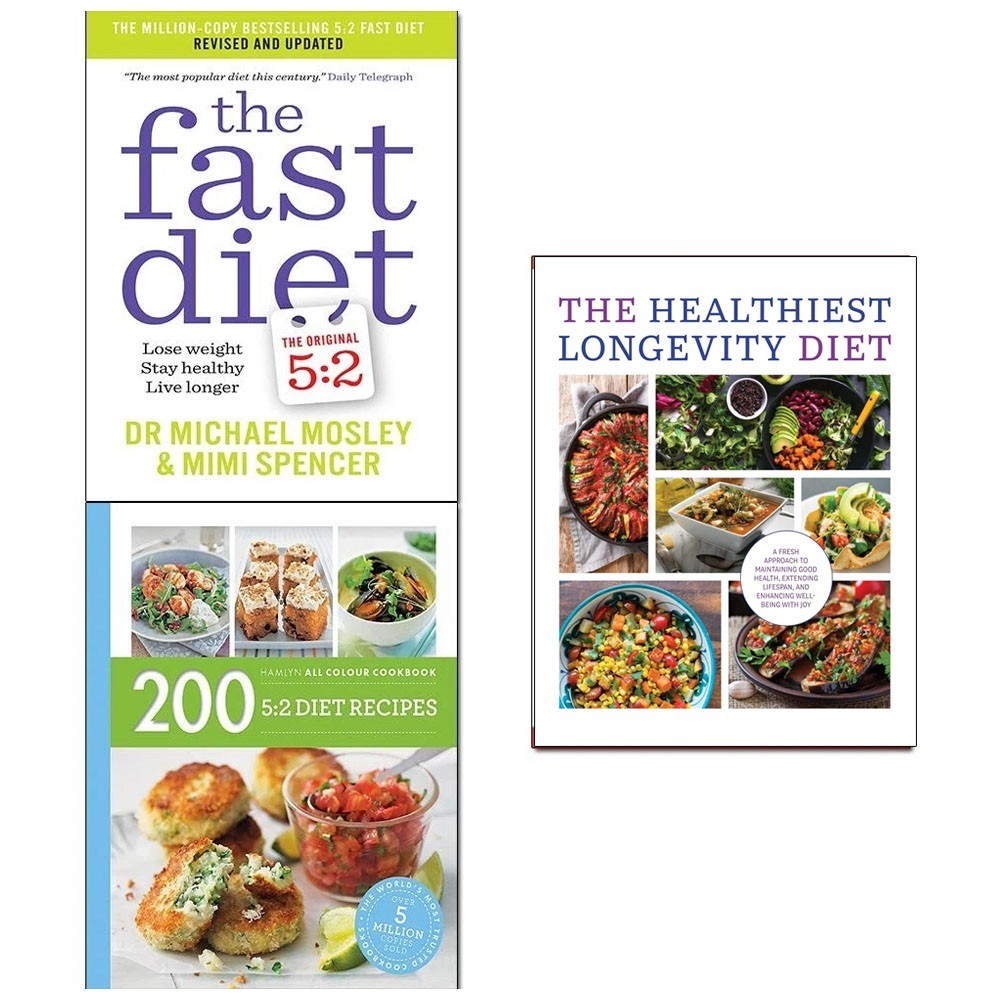 Fast Diet Collection Healthiest Longevity and 200 5:2 Diet Recipes 3 Books Set