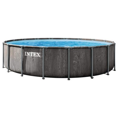 INTEX Greywood Prism Frame 18ft x 48in Premium Above Ground Pool Set with Pump