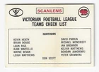 1974 Scanlens VFL Checklist - HAWTHORN