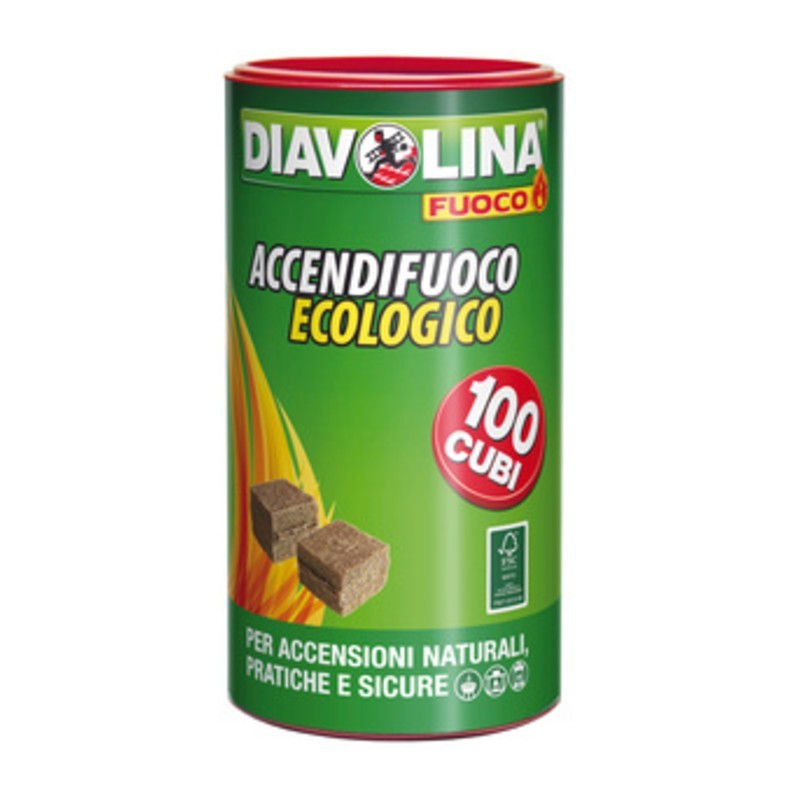 Accendifuoco Diavolina 100 Cubi 15317 - Ideale per Barbecue e Grill