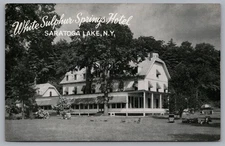 White Sulfur Springs Hotel, Saratoga Lake, NY. Vintage Postcard TS-105