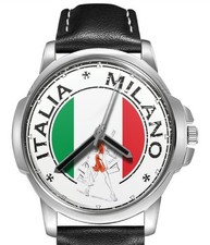 Italien Italia Milano Flagge Lederarmband Big Ziffernblatt Geschenk Armbanduhr