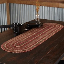 Table Runner Cider Mill Jute Primitive 13x48 Oval Braid Kitchen Decor VHC Brands