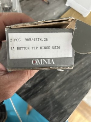 Omnia 985/4BTN.26 4'' Button Tip Hinge US26 Silver Metal 2 Pack