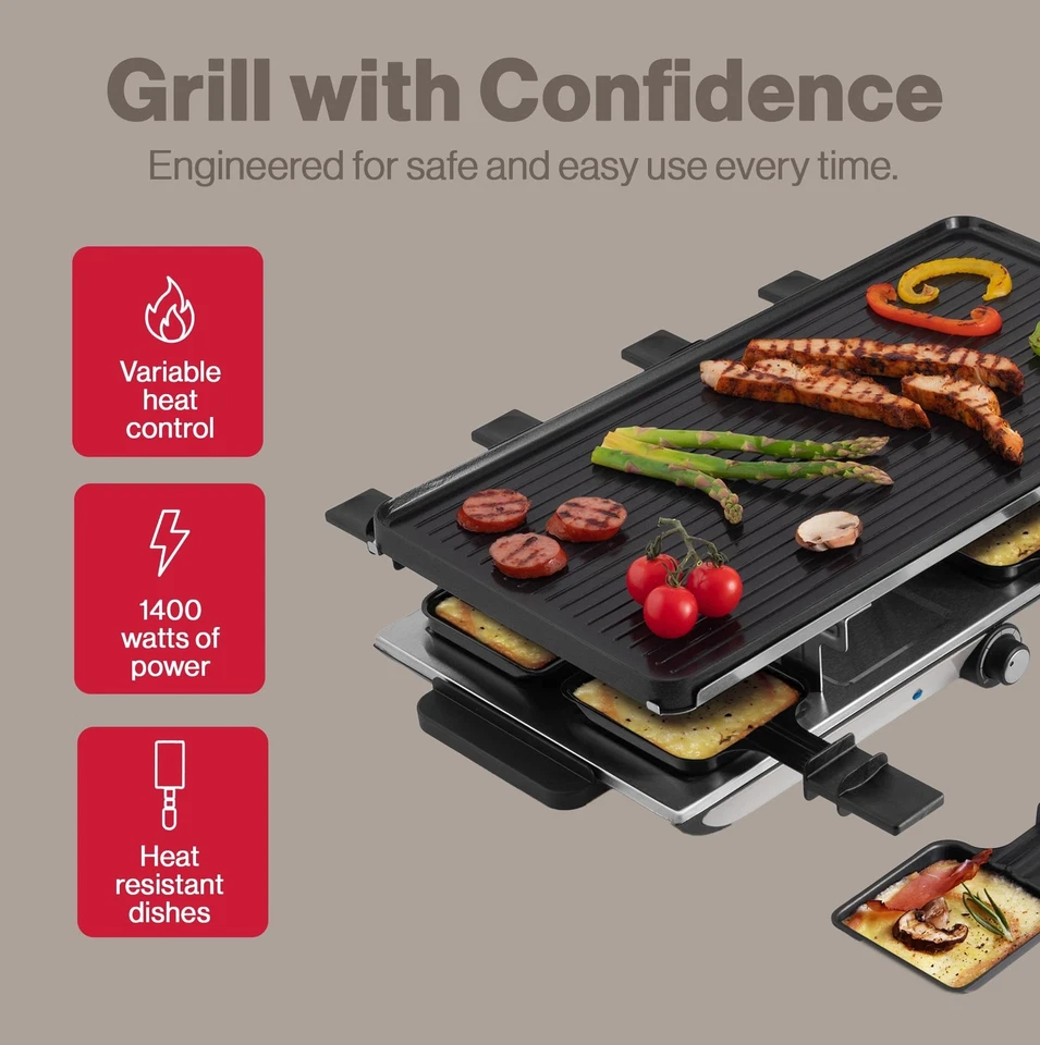 Swissmar Geneva Raclette Grill with Reversible Cast Aluminum Grill Top - Perf... - Image 2 of 4