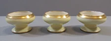 Set of 3 Belleek Willets Pedestal Open Salt Cellars with Gold Trim