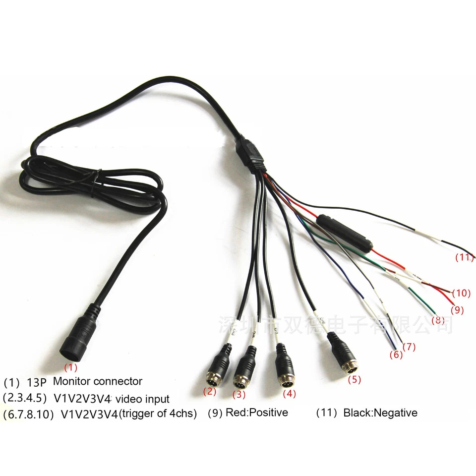 9" Quad Monitor 4CH Video Input Fits CCD CMOS Camera For Truck  Caravan Reverse - Image 3 of 4