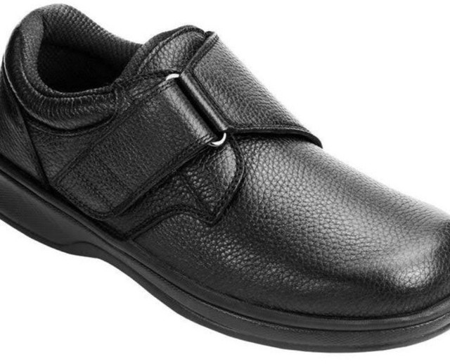 Men's Orthofeet Leather Shoes "Broadway " w/ 2 Set Of Inserts Black