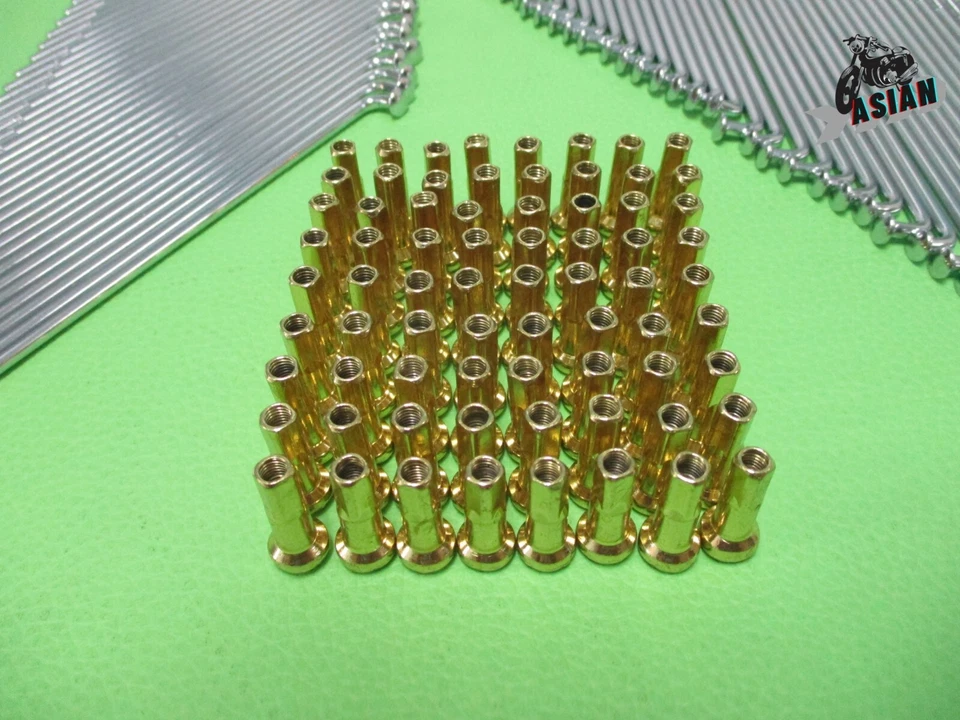 SUZUKI GT125 GT125K 1973  FRONT & REAR SPOKE SET GOLD NIPPLES [as1277] Foto 3 de 4