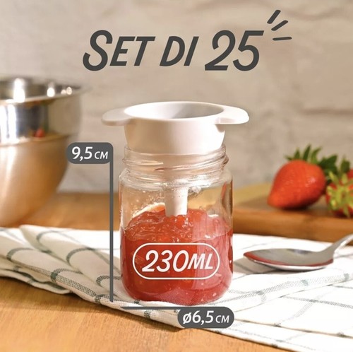 Praknu 25 Vasetti di Vetro per Conserve da 230ml - Con Etichette e Pennarello - Foto 5 di 7