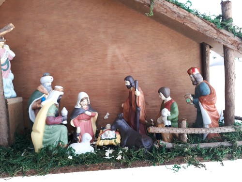 Pesebre 60x12 CM alto40, 8 Pastores Cerámica 12CM Natividad 2 Ovejas Con Shepher - Picture 4 of 4