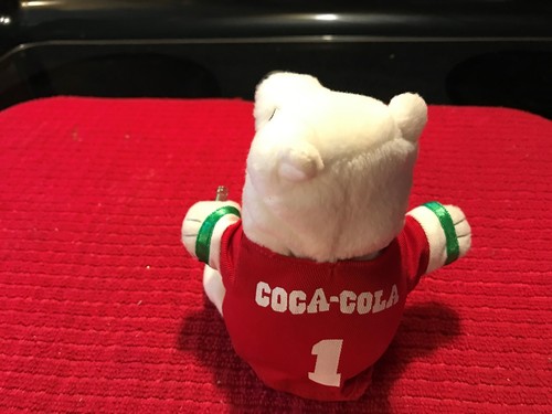 COCA COLA POLAR BEAR BEAN BAG PLUSH WHITE RED SWEATER with #1 Collectible - Picture 9 of 12