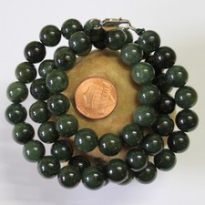 100 Natural Jadeite Grade A Untreated Dark Oily Green JADE Necklace 21" N192