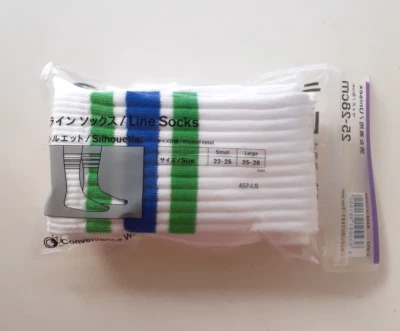 Family Mart Color White Line Socks 25-28cm Convenience Wear Set of 2 Japan