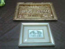 QUADRO ULTIMA CENA IN METALLO DORATO ( 30 CM X 25 CM )+QUADRO PLACATO ARGENTO