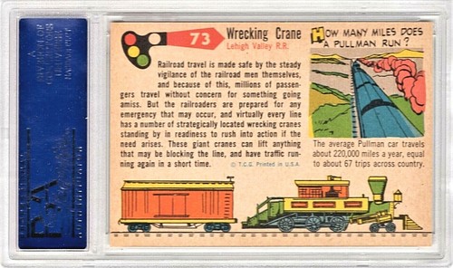 Wrecking Crane 1955 Topps Rails & Sails Card #73 PSA NM-MT 8 - Picture 2 of 2