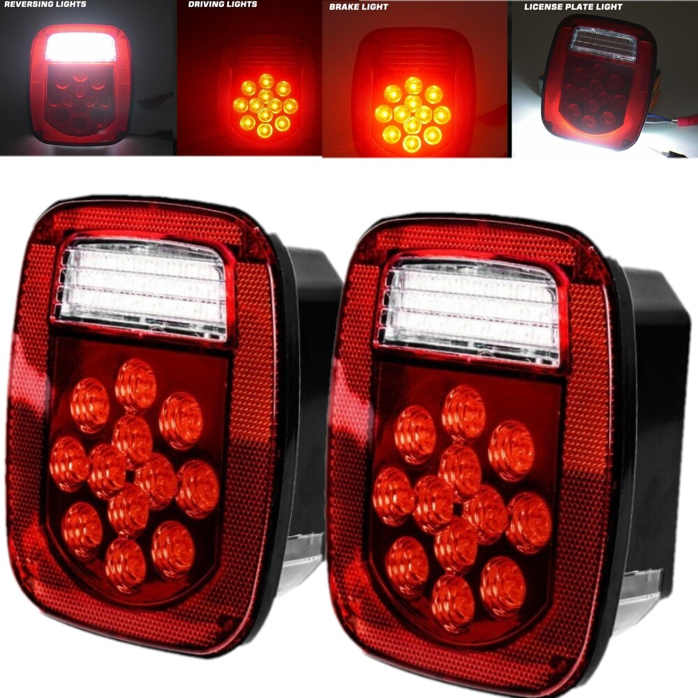 Pair 39 LED Tail Lights Brake License Plate Lamp For Jeep Wrangler YJ