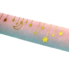 Sticker / Masking / Washi Tape - Hanging Gold Moons and Stars on Pink and Blue