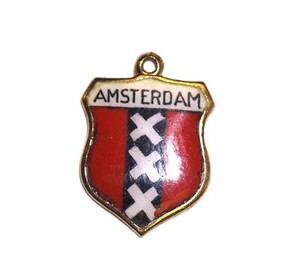 925 Sterling Silver Amsterdam Painted Enamel Design pendant 1.2g estate unique