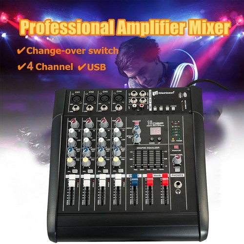 4 Channel Power Mixing Amplifier 2000W Professional Powered DJ Mixer