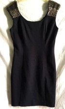 GUESS Los Angeles Womens GOLD SEQUINED SHOULDER COCKTAIL  black size MEDIUM