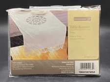 100% Cotton White Battenburg Lace Table Runner 16'' X 36”