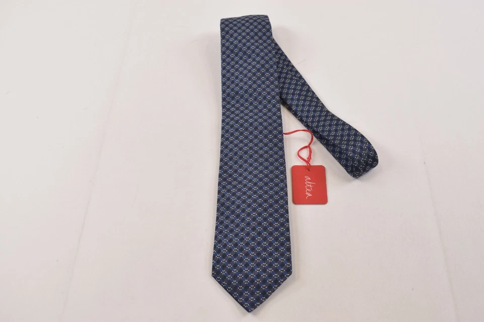 Altea Neck Tie NWT Blue and White Plaid Silk Blend - Image 2 of 4