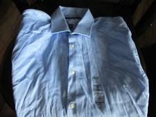 New PERRY ELLIS PORTFOLIO WRINKLE FREE DRESS SHIRT BLUE HERRING LG 16.5 36/37