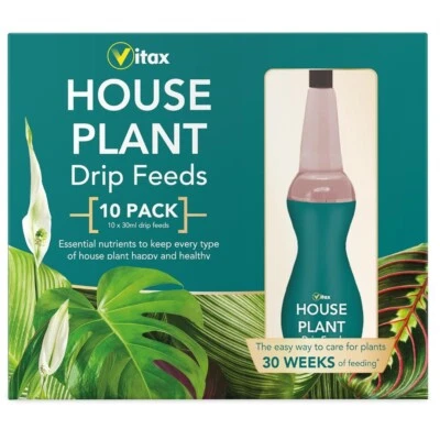 Vitax House Plant Drip Feed Liquid Plant Food Bottles Fertiliser 30ml Pack Of 10