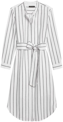 NWT Banana Republic Linen-Cotton Shirt Dress, Black Stripe SIZE M #586033  T0922 | eBay