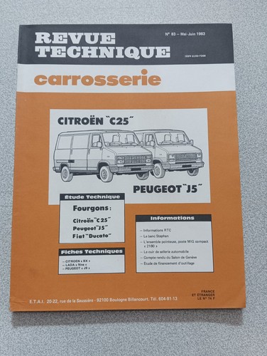 RTA RTC Revue Technique Karosserie Citroen Peugeot Fiat C25 J5 Ducato J9 Niva
