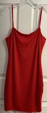 NWT Heart & Hips Sexy Red Rib Knit Mini Dress Spaghetti Straps Womens L