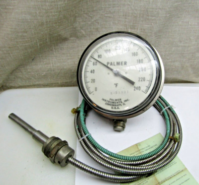 *USED* Palmer 6'' Dial Thermometer 0-240 Degree Probe with 10' Cable