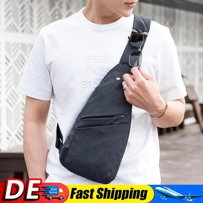 Mens Small Waist Bag Adjustable Strap Anti Theft Chest Bag for Outdoor Travel DE