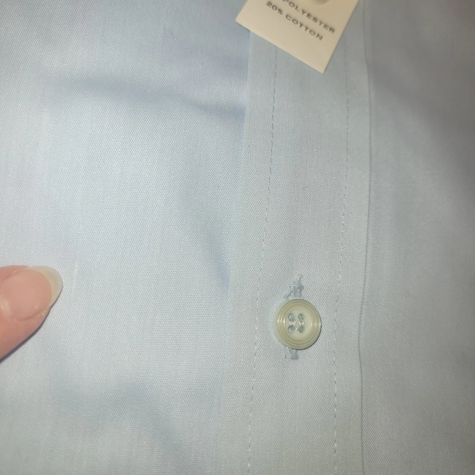 Camisa de vestir JC Penny Satin Touch II talla 15,5 34 manga larga azul claro  Foto 2 de 4